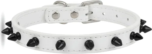 Vista 8 de Collar de perro con pinchos para perros pequeños, remache de hongos, piel sintética suave, collar con tachuelas para gato, collar ajustable