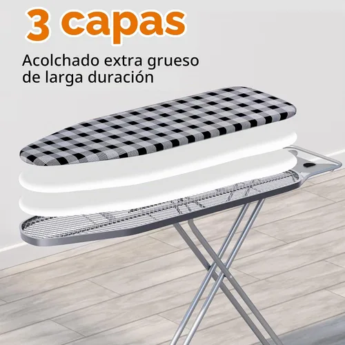 Vista 5 de Jakeefud Tabla de planchar de 13 x 43 pulgadas con funda acolchada extra gruesa y resistente, altura ajustable, tela resistente al calor y a