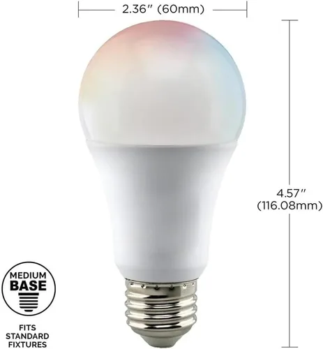 Vista 7 de Satco S11275 Starfish A19 Bombilla LED inteligente LED que cambia de color, funciona con Siri, Alexa, Google Assistant, SmartThings, 2700K-5000K