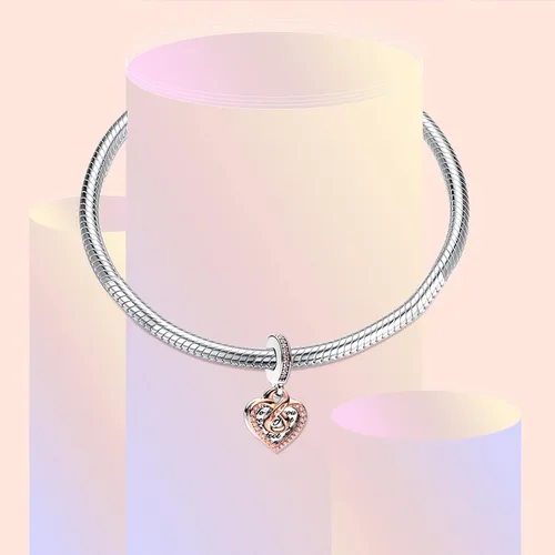 Vista 5 de La Menars Dije de corazón para pulseras y collares de plata de ley 925 para mujer, colgante para Navidad, día de San Valentín, día de la madre