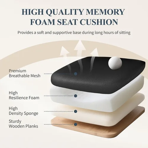 Vista 5 de Flysky Silla ergonómica de escritorio para oficina en casa, soporte lumbar, silla giratoria de malla transpirable para computadora con ruedas y Negro