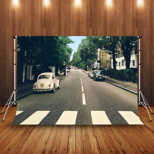 Vista 2 de Telón de fondo de banda musical para fotografía, fondo de calle de música retro de rock and roll, suministros de decoración de fiestas, accesorios