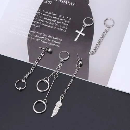 Vista 3 de Aretes para mujer, Kpop Bangtan Boy Album Jimin Chain Drop Earrings Korean Jewelry