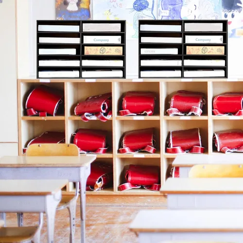Vista 5 de Fuutreo 2 piezas de almacenamiento de papel de construcción, buzón de aula, clasificador de literatura de regreso a la escuela, organizador de papel