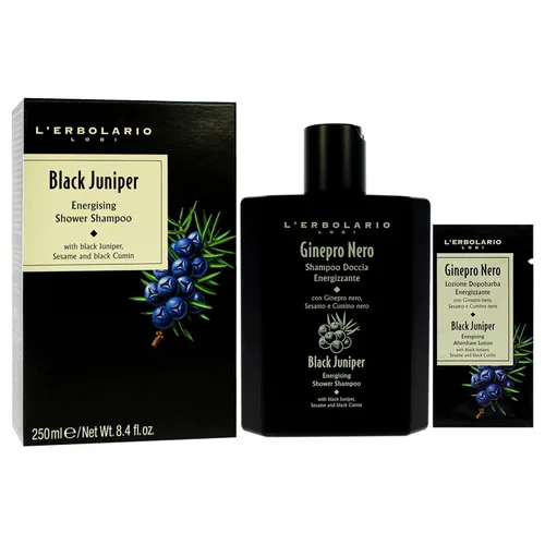 Vista 3 de L'Erbolario Champú de ducha energizante Black Juniper - Champú hidratante 2 en 1 y limpiador corporal - Purificador con comino negro - 8.4 oz