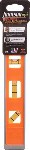 Vista 2 de Johnson Level & Tool - Nivel de torpedo magnético estructural fundido de 24,606.3 ft, 9 pulgadas, naranja, 1 nivel (paquete de 2)
