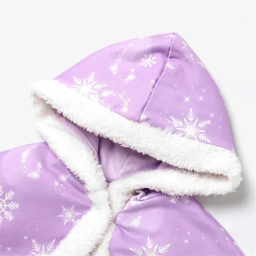 Vista 4 de Disney Princess - Conjunto de vestido de manga larga con estampado de personajes y capucha con estampado de copos de nieve