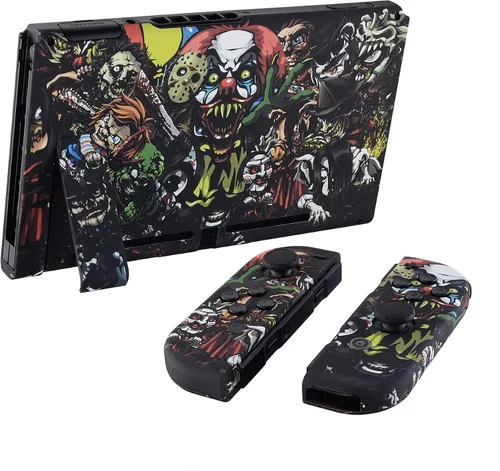 Vista 7 de eXtremeRate - Placa trasera para Nintendo Switch Console, NS Joycon con carcasa de mando de mano con botones de juego completo, carcasa de repuesto