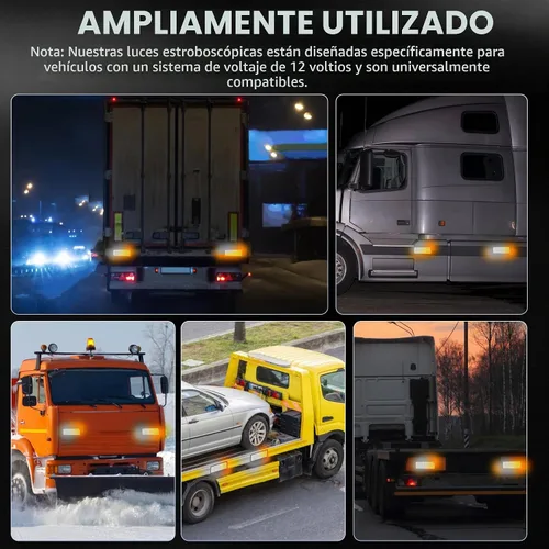 Vista 6 de Actualizado 2 piezas de luces estroboscópicas de peligro intermitentes magnéticas ámbar y blancas para camiones y vehículos, inalámbricas, de Ámbar