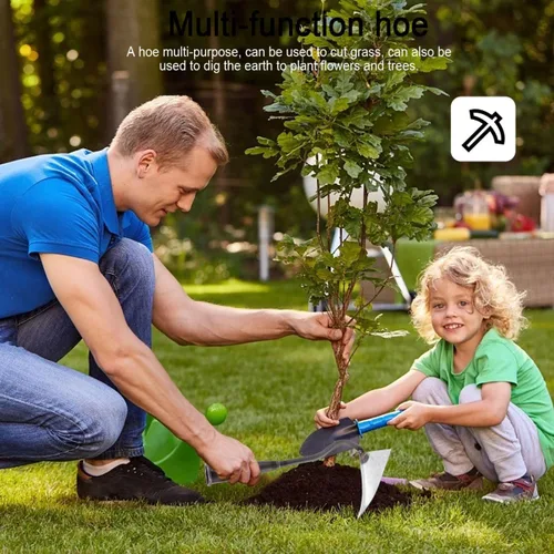 Vista 2 de DOITOOL Cultivador manual de jardín triangular de 12.4 pulgadas con cabeza de hierro resistente para excavación de suelo, deshierbe y abono