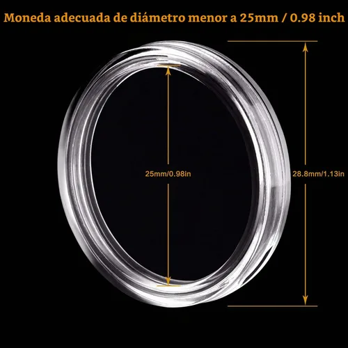 Vista 3 de 100 unidades de 0.984 in para monedas con caja organizadora de almacenamiento de plástico para suministros de colección de monedas