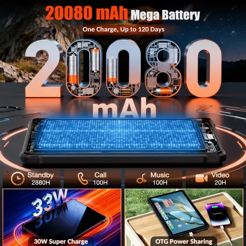 Vista 4 de WT1 Pro 2026 5G Tablet resistente Android 16, 2K 11" 120Hz 33W 20080mAh tableta impermeable, 32GB+256GB/2TB Tabletas al aire libre, 64MP+16MP+20MP