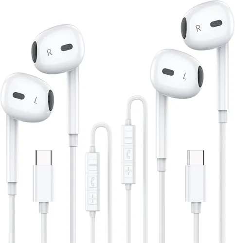 Vista 7 de MOSWAG - Auriculares USB C con cable con micrófono y control de volumen Auriculares tipo C con cable para iPhone 17 16 15 iPad Air USB C