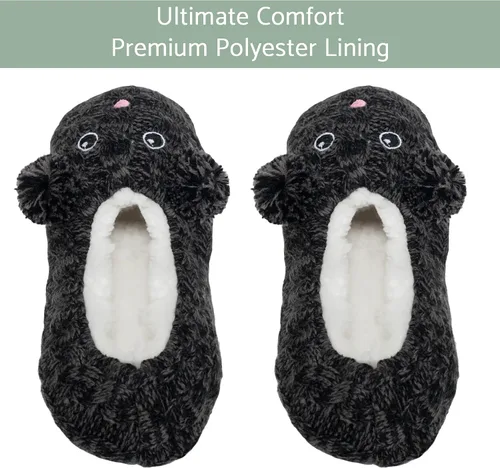 Vista 2 de Elanze Designs Pantuflas suaves antideslizantes con forro de felpa para interior para mujer Negro