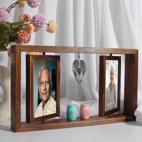 Vista 7 de Marco de fotos Revolve Urna de cremación conmemorativa para dos y dos mini urnas, urna para mamá y papá juntos Foto Pequeñas urnas de recuerdo