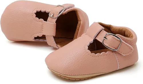 Vista 5 de Zapatos planos Mary Jane para bebés y niñas, con suela suave antideslizante, zapatos con estampado de vestido de princesa recién nacida