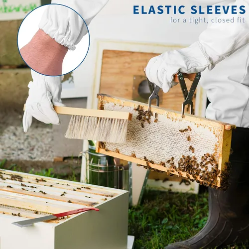 Vista 6 de VIVO - Traje profesional de apicultura blanco mediano. Chaqueta, bata con velo BEE-V105M