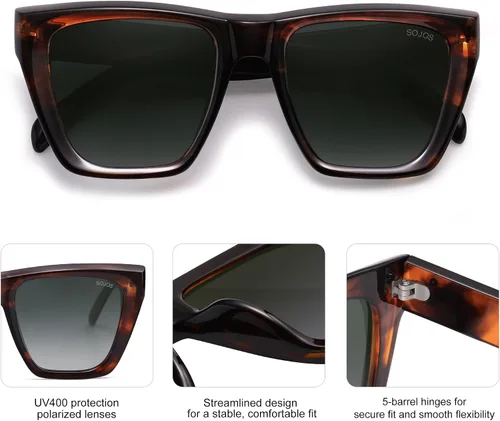 Vista 36 de SOJOS Fashion Oversized Square Cat Eye Polarized Sunglasses for Women Trendy Cateye Style Womens Sunglasses SJ2179