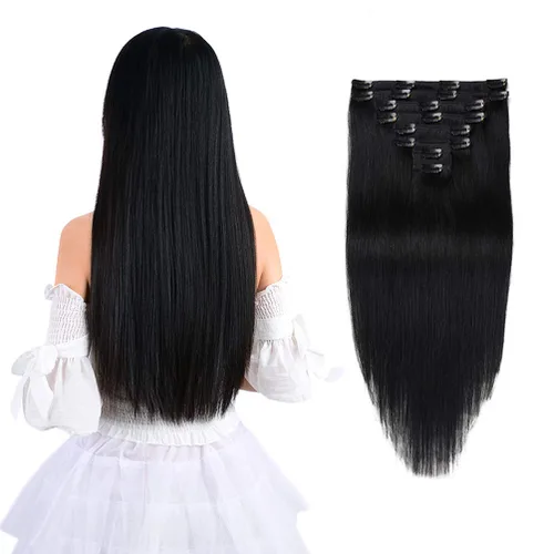 Vista 19 de Extensiones de cabello humano real con pinzas, 12 pulgadas, 2.89 oz, 8 piezas de extensiones de cabello Remy para mujer, color marrón medio