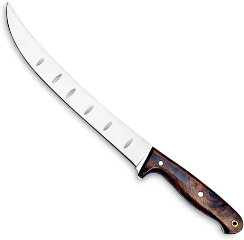 Vista 5 de Cuchillo de carnicero hecho a mano de 15.5 pulgadas con mango ergonómico de palisandro, ideal para cortar, rebanar, tallar carne.