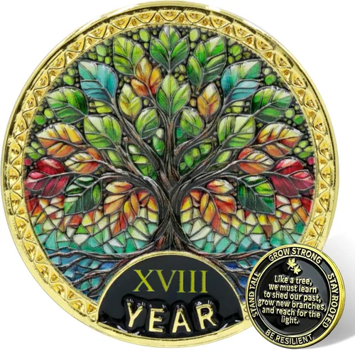 Vista 15 de Árbol de la resiliencia Conmemorativa Recuperación de Monedas Adicción a la Recuperación de Monedas NA AA Fichas y Medallones Moneda de desafío
