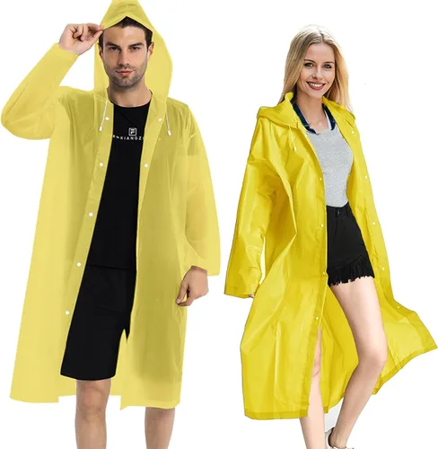 Vista 7 de Abrigos de lluvia (paquete de 2) – Ponchos de lluvia reutilizables de EVA para adultos, chaquetas impermeables para hombres y mujeres