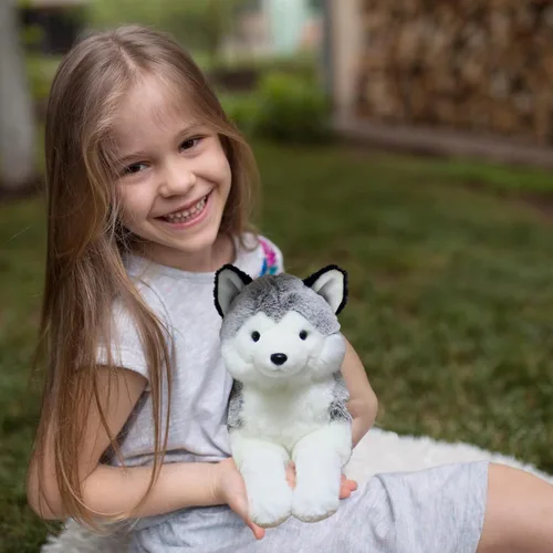 Vista 6 de Ice King Bear Peluche realista de Husky siberiano, juguete de peluche, 14 pulgadas de largo, de pie