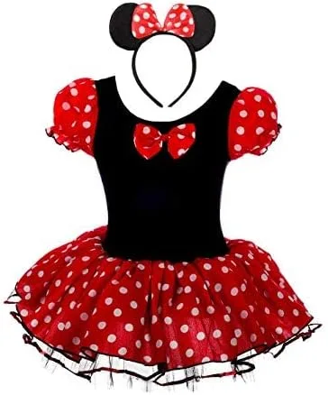 Vista 2 de Lito Angels Disfraz de lunares para niña con diseño de danza, fiesta de cumpleaños de Halloween con aro