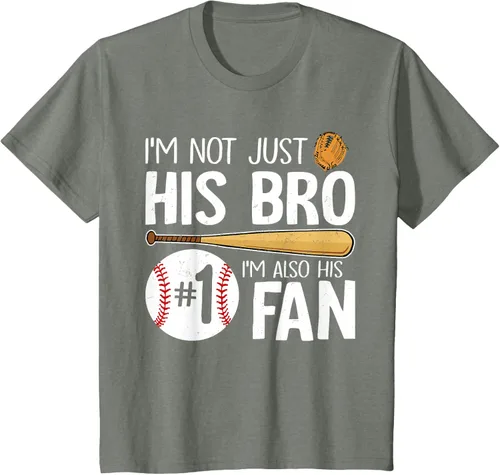 Vista 94 de Camiseta Baseball Brother I'm Not Just His Bro I'm His Number One Fan, Negro