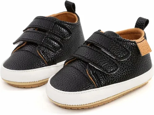 Vista 5 de Zapatos para bebés niños y niñas, tenis de piel sintética para recién nacidos, suela de goma antideslizante, unisex, para niños pequeños