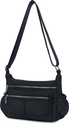 Vista 8 de Chinllo Bolso cruzado de nailon para mujer, con múltiples bolsillos, espacioso, bolso de hombro con correa
