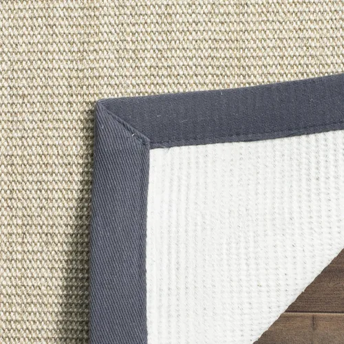 Vista 30 de Alfombra de sisal Safavieh, de color maíz y negro, tejida a mano, de la colección de fibras naturales; 5 x 8 pulgadas, NF441A, Tela, Gris / Gris