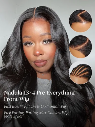 Vista 2 de Nadula Bye Bye Cap 13x4 HD Cuero Cabelludo Real 3D Body Wave Pelucas de Encaje Frontal de Cabello Humano Pre Todo, Peluca Sin Pegamento con Cordón