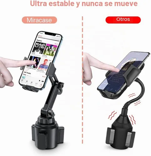 Vista 2 de Miracase Soporte Universal para Teléfono en Portavasos de Coche, [Versión Mejorada] Soporte Ajustable de Cuello Largo para Portavasos de Coche Rosa