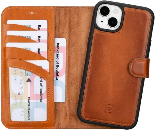 Vista 25 de BOULETTA Magsafe - Funda para iPhone 15 compatible con cuero de grano completo, magnética, desmontable, cartera para teléfono (2 en 1), 4 tarjeteros
