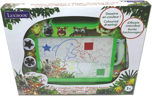 Vista 4 de Lexibook, Tablero de Dibujo Mágico Multicolor con Animales Magnéticos, Juguete Artístico y Creativo para Niñas y Niños, Lápiz Magnético y Sellos