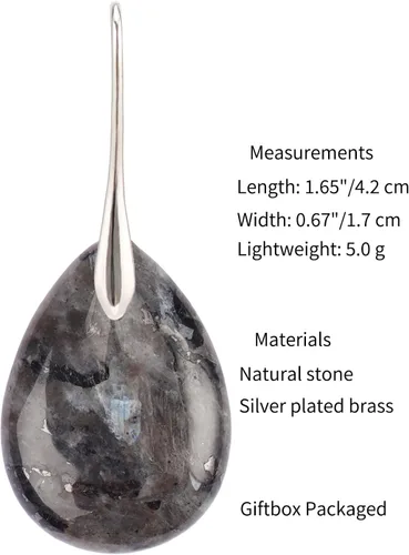 Vista 5 de Aretes colgantes de piedra natural con piedra natal curativa
