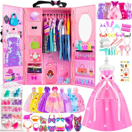 Vista 12 de 60 piezas de caballo de muñeca con muñeca, ropa y accesorios para regalos