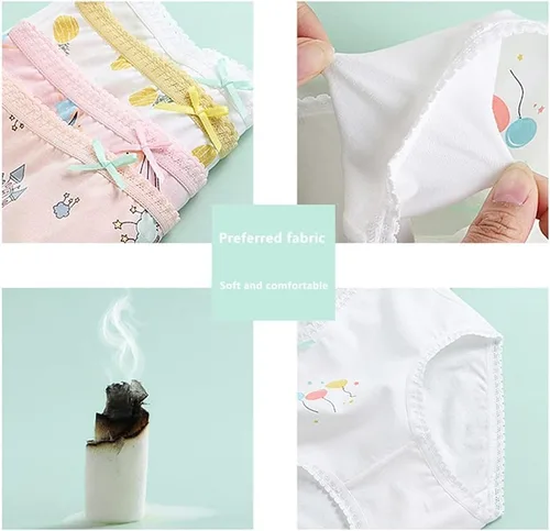 Vista 2 de Ropa interior de algodón suave para niñas, paquete de 4
