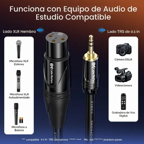 Vista 4 de Cable Matters Cable de 0.1 in a XLR, macho a hembra, 6 pies