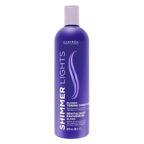 Vista 12 de Clairol Professional Shimmer Lights Purple Conditioner Neutralizes Brass & Yellow Tones For Blonde, Silver, Gray & Highlighted Hair