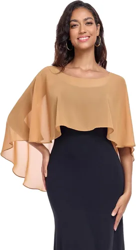 Vista 15 de Sheer Shawls and Wraps for Evening Dresses Chiffon Capes for Women Negro