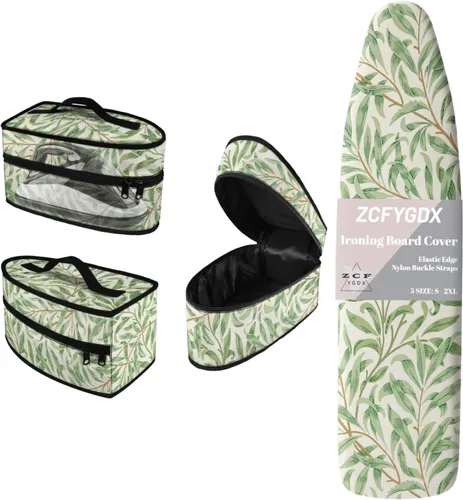 Vista 23 de Juego de funda para tabla de planchar 2 en 1 con correas de nailon y funda de hierro, funda protectora resistente a las manchas de 15 x 48 pulgadas