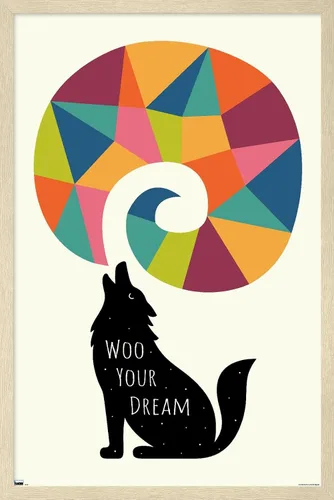 Vista 7 de Trends International Andy Westface - Wolf Woo Your Dream Wall Poster, 22.4L x 14.7W, Barnwood Framed Version