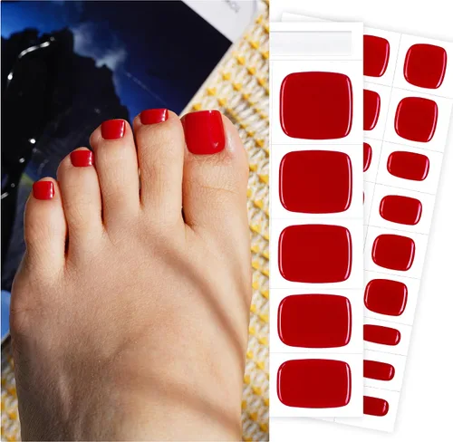 Vista 9 de DANNI & TONI Tiras de gel semicuradas para uñas de los pies, color burdeos (Garnet Gaze) Ojo de Gato, Calcomanías de uñas de gel Pedi Wraps 37