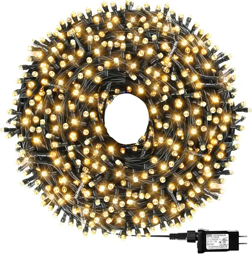 Vista 11 de Guirnalda de luces de Navidad con enchufe de extremo a extremo, 8 modos, 108 pies, 300 LED, IP55, impermeable, con certificación UL