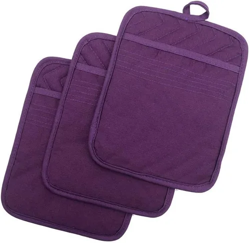 Vista 14 de Anyi Juego de soportes para ollas y guantes de horno de 7 x 9 pulgadas, resistentes al calor, de algodón, con bolsillo para ollas, características