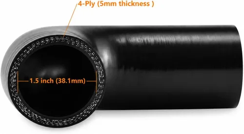 Vista 3 de Ucreative ID del codo de 90 grados: manguera de silicona acoplador de alto rendimiento de 4 capas de 1.5 "(38.1 mm)