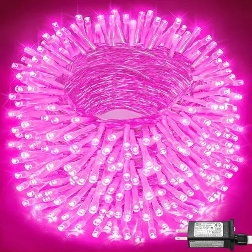 Vista 47 de Tira de 200 luces LED de 66 pies para exteriores, luces de Navidad conectables para interiores, cable transparente, impermeable, 8 modos de luces