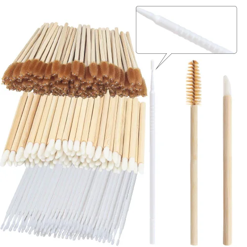 Vista 11 de Kit de suministros para extensión de pestañas de 300 piezas, cepillos desechables para pestañas, micro hisopos, varitas para máscara, cepillos